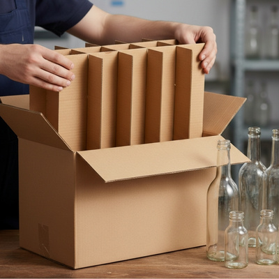 Gefache wird in Karton gepackt