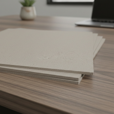 Graupappe gestapelt auf Tisch