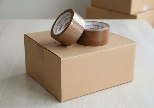 Paketband auf einem Karton