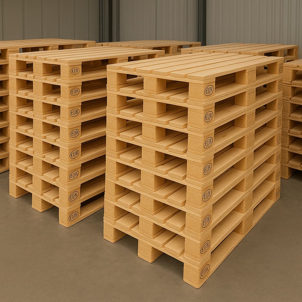 Mehrere Einwegpaletten in einem Lager