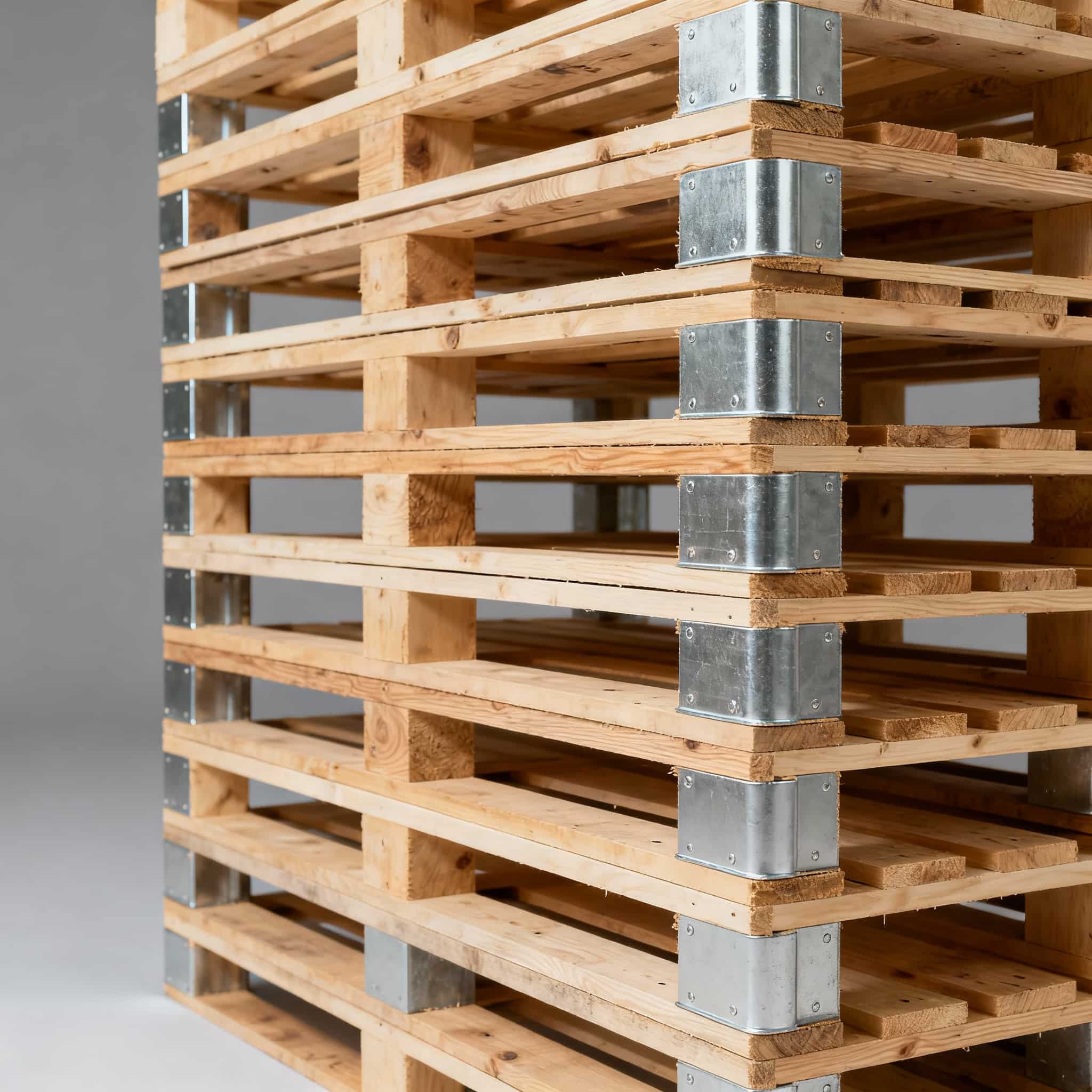 Neue Europaletten gestapelt