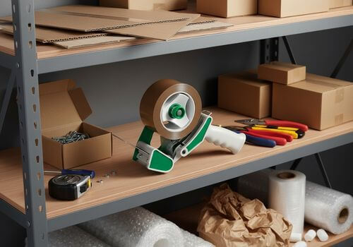 Klebebandroller in Regal