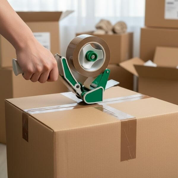 Klebebandroller wird für Karton verwendet