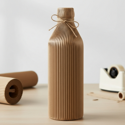 Flasche in Rollenwellpappe