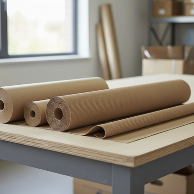 Rollenwellpappe auf Tisch