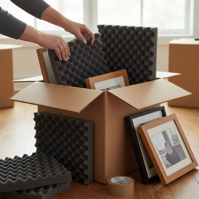 Schaumplatten in einem Karton