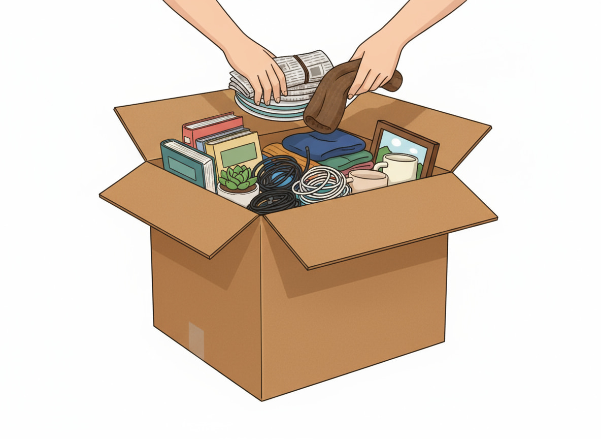 Umzugsboxen werden gefüllt