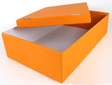 Schuhkarton Knecht orange/weiß 500x320x130/35 mm