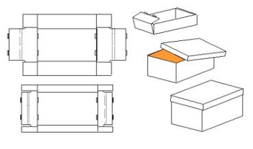 Schuhkarton Königin orange/weiß 320x205x110/35 mm Faltanleitung