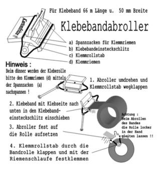 Plastik - Rollfritze Handabroller technische Zeichnung