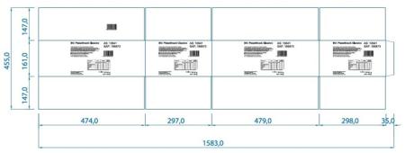 Technische Zeichnung Karton Maße 476x294x155 mm