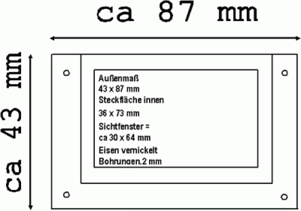 Etikettenrahmen 43x87mm technische Zeichnung