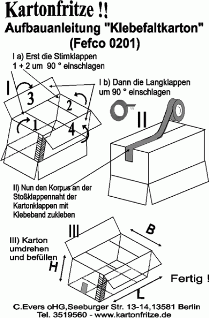 Faltkarton Innenmaß 470x314x190mm weiß/weiß Aufbauanleitung Faltkarton Innenmaß 470x314x190mm weiß/weiß Aufbauanleitung